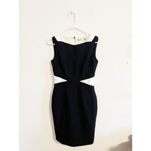 Karen Miller Black White Contrast Sheath Dress